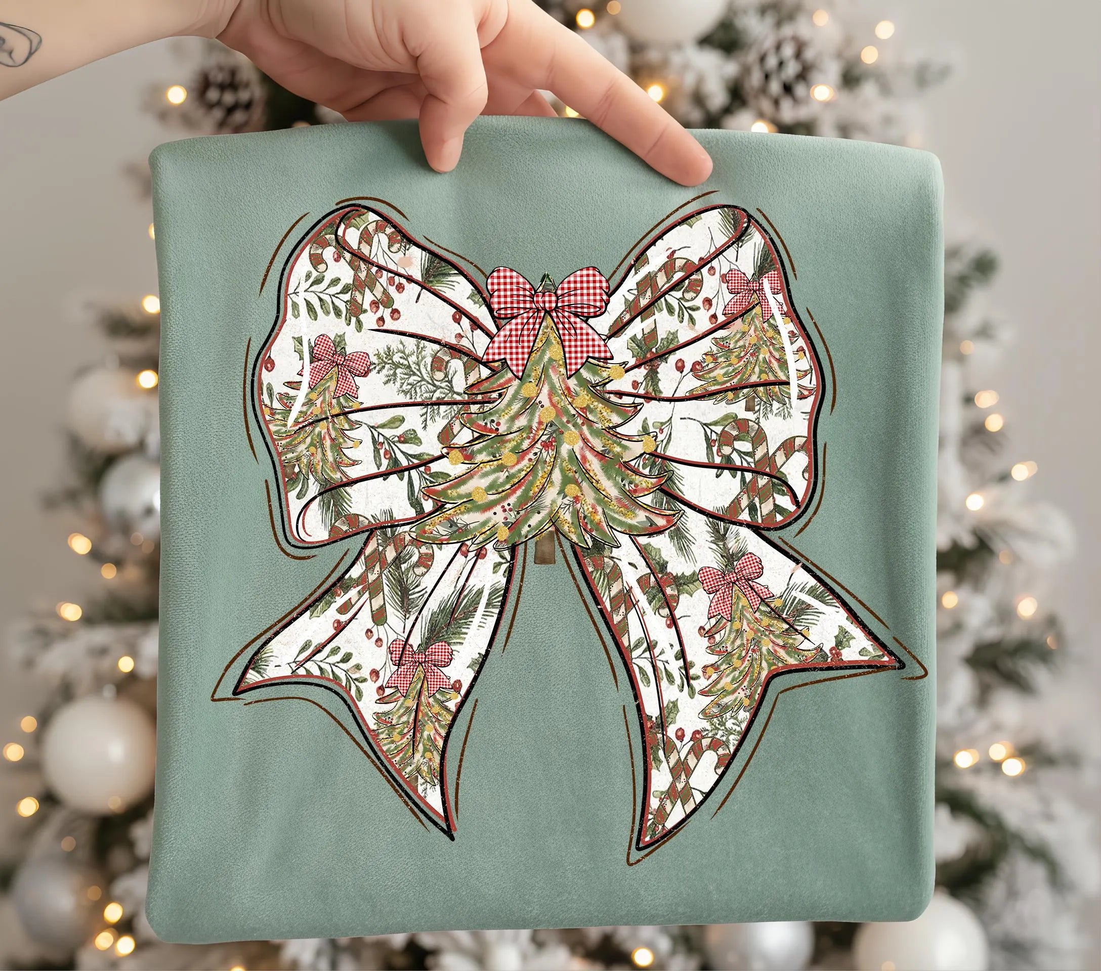 Christmas Tree Coquette Bow PNG