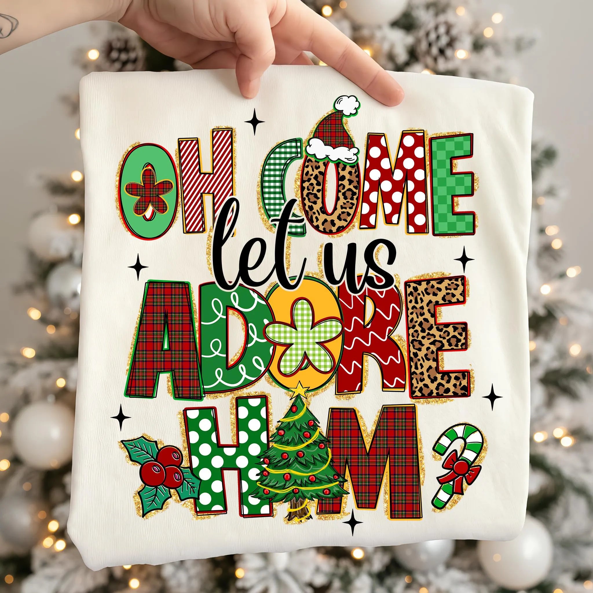 Oh Come Let Us Adore Him Christmas PNG