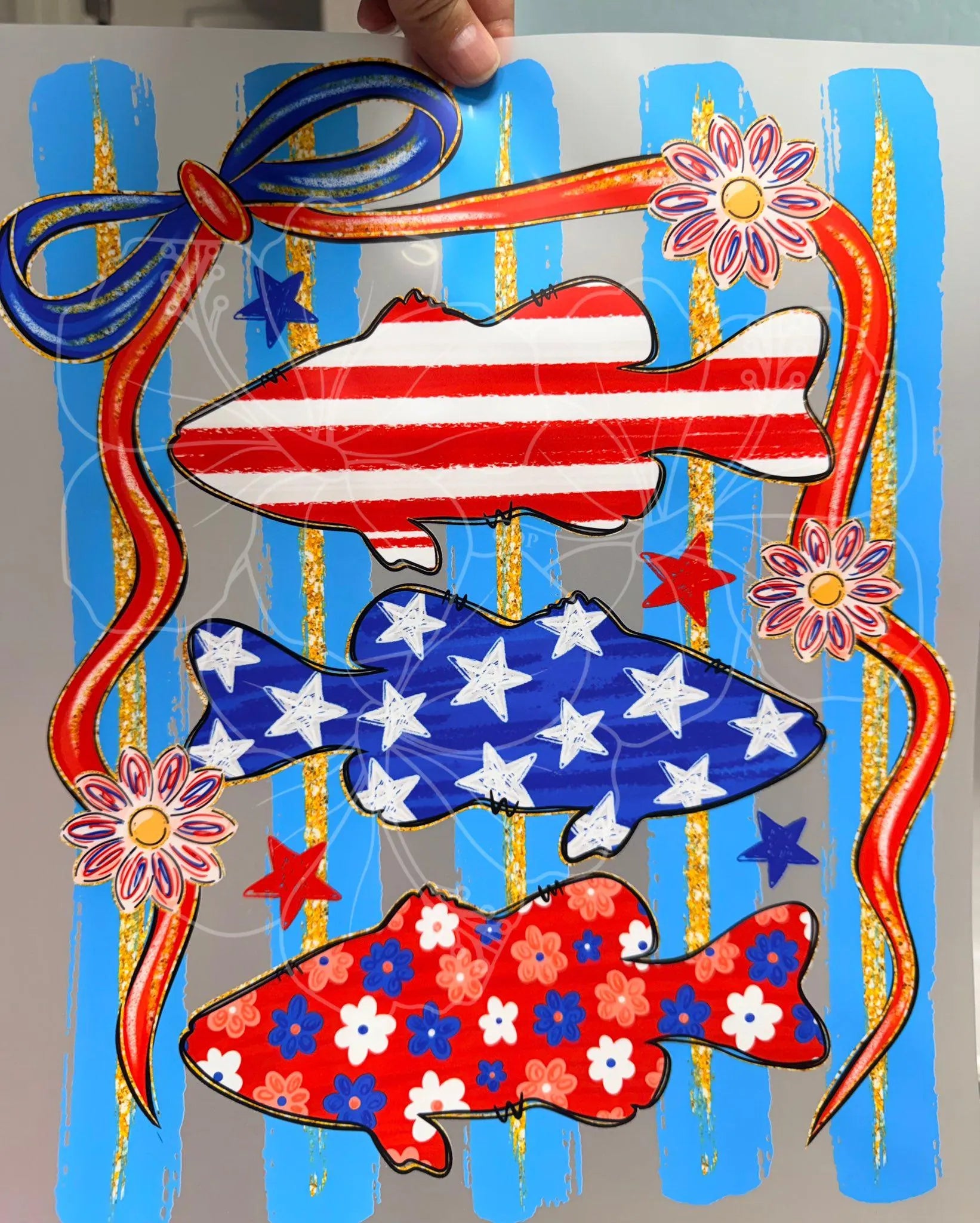 Patriotic Striped Fish PNG