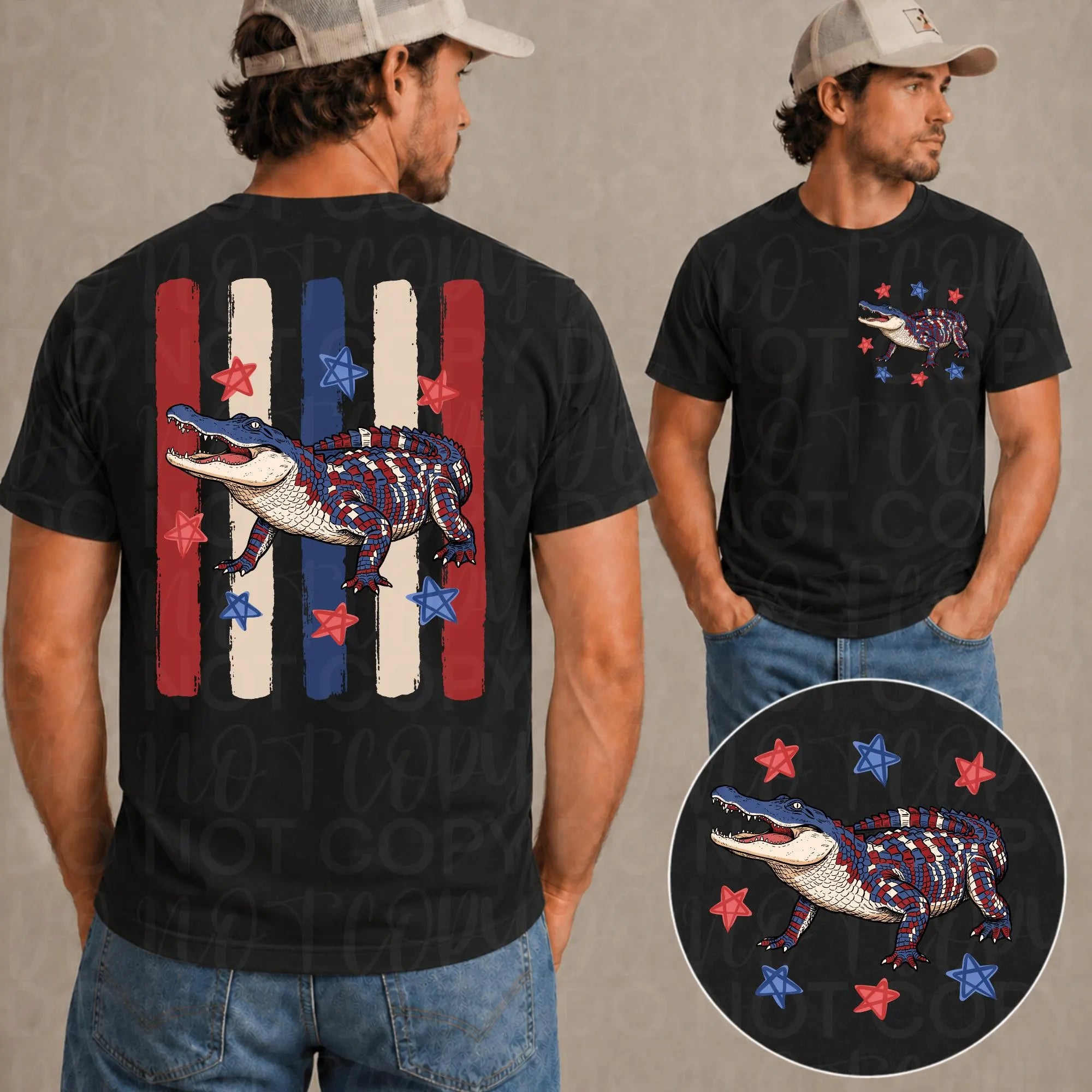 Patriotic Striped Gator PNG