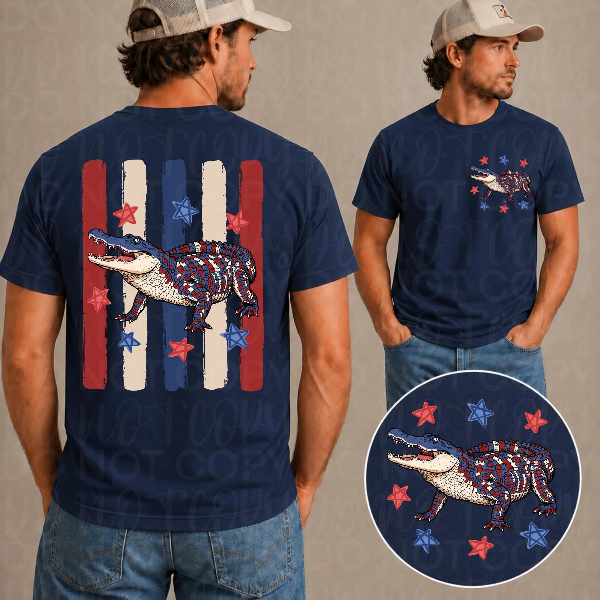 Patriotic Striped Gator PNG