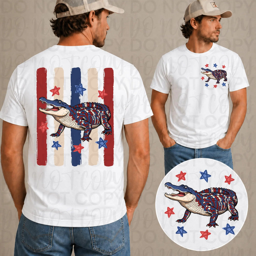Patriotic Striped Gator PNG