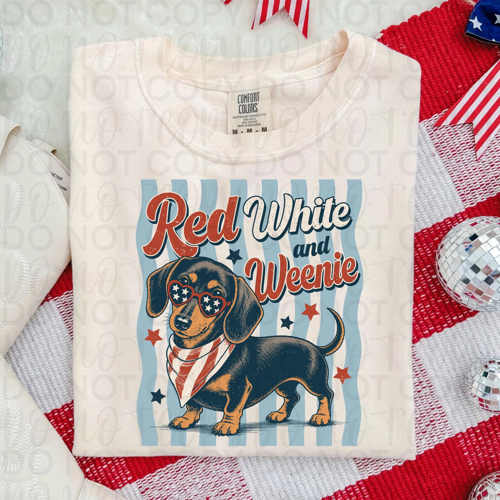Red White and Weenie Patriotic Dachshund PNG