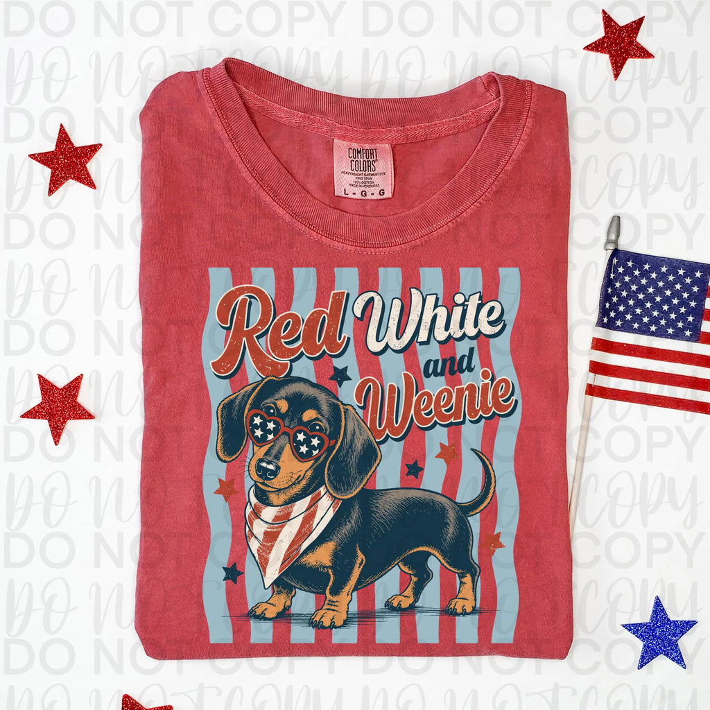 Red White and Weenie Patriotic Dachshund PNG