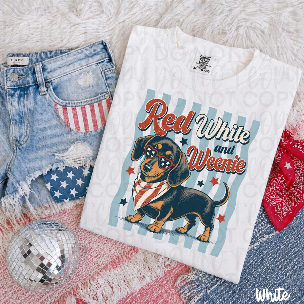 Red White and Weenie Patriotic Dachshund PNG