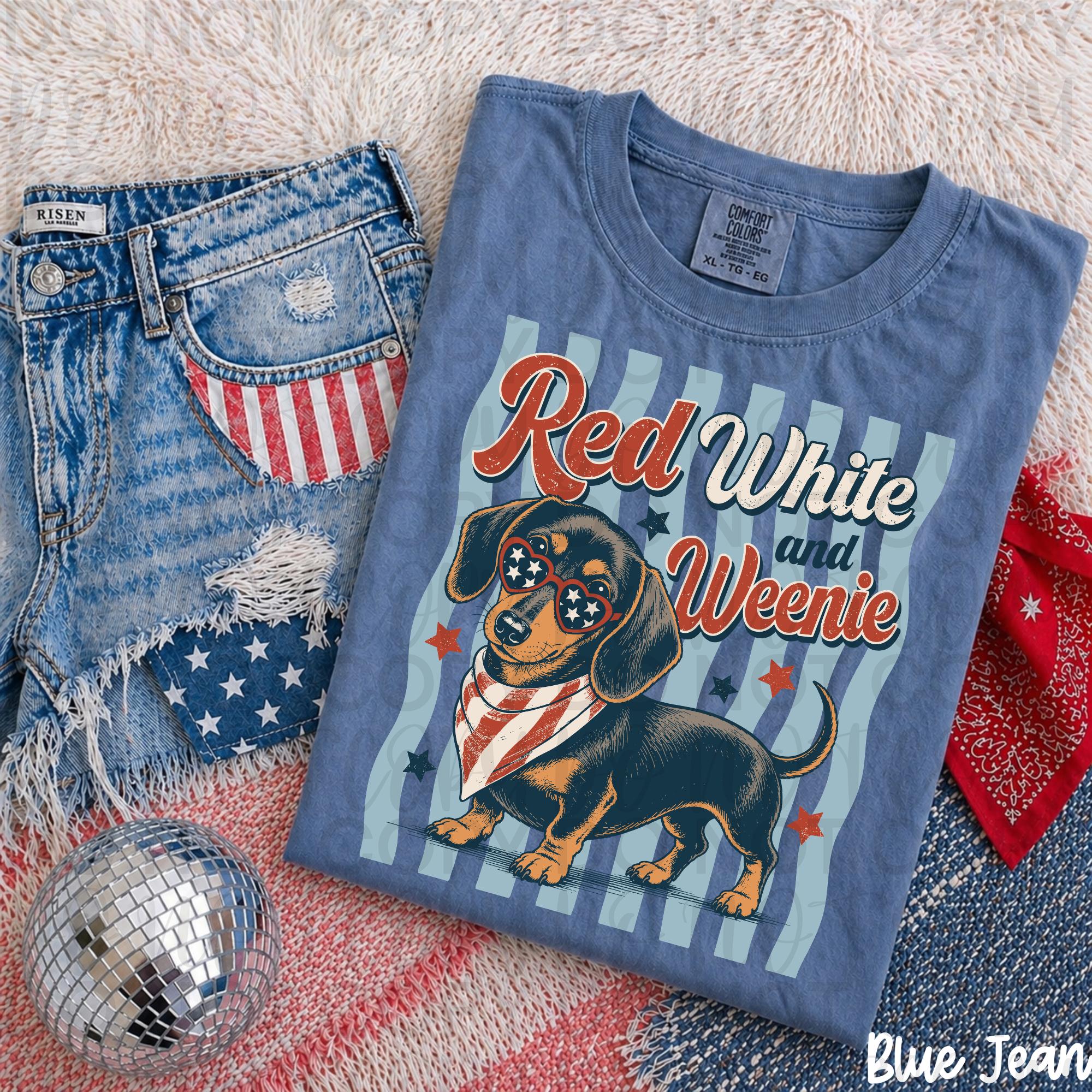 Red White and Weenie Patriotic Dachshund PNG